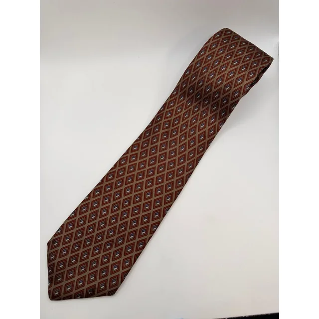 Mulberry Mens Silk Tie Made In Italy Geometric Diamond Pattern Red Blue Tan in blue|red Silk from Poshmark