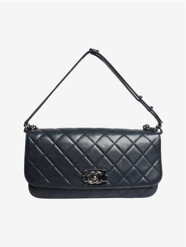 Chanel Navy 2012 east west boy bag in Navy Lambskin from Sign of the Times