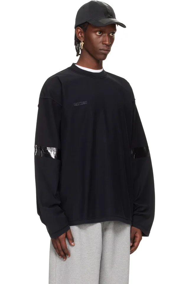 VETEMENTS Black Taped Reconstructed Longsleeve T-shirt, photo 2 of 4 from SSENSE
