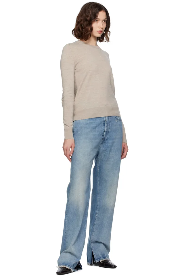 MM6 Maison Margiela Beige Elbow Patch Sweater, photo 4 of 4 from SSENSE