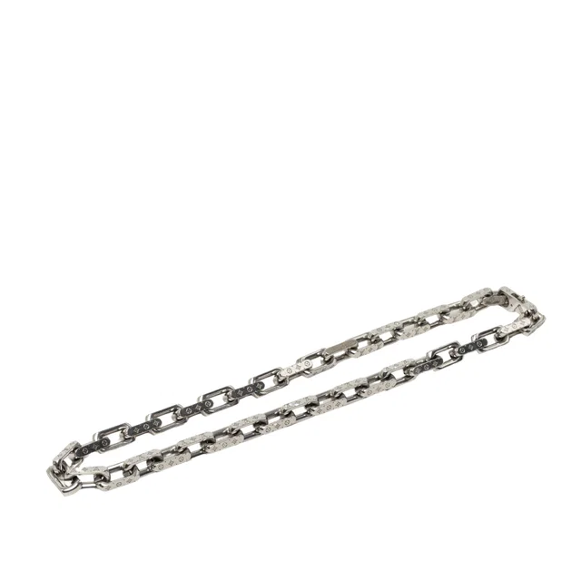 Silver Louis Vuitton Stainless Steel Monogram Chain Link Necklace in Silver from Designer Revival