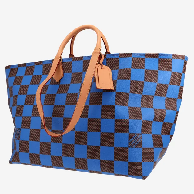 Louis Vuitton travel bag in brown and blue Damier canvas and natural leather in Brown Canvas from Collector Square