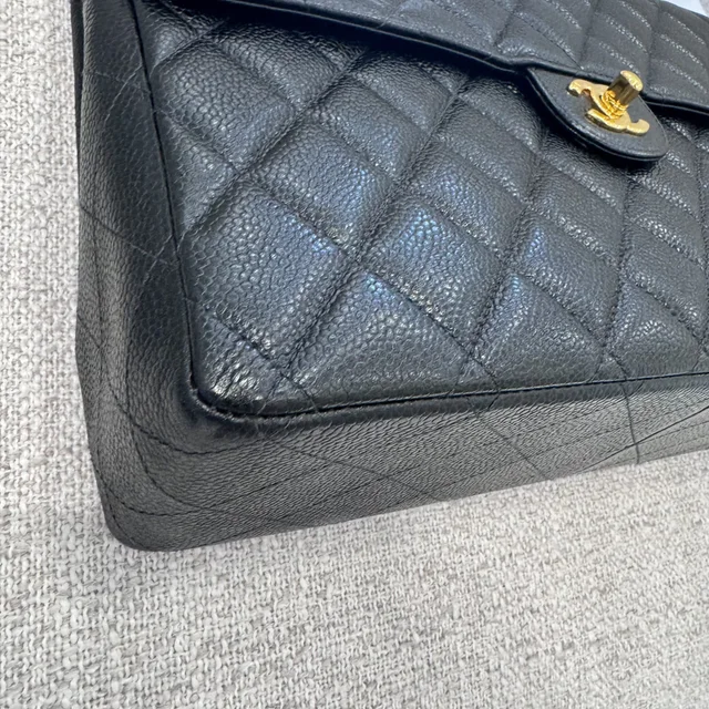 Chanel Large Single Flap Bag in 24K Gold Plated, caviar leather, Metal from Reowned, photo 3 of 9