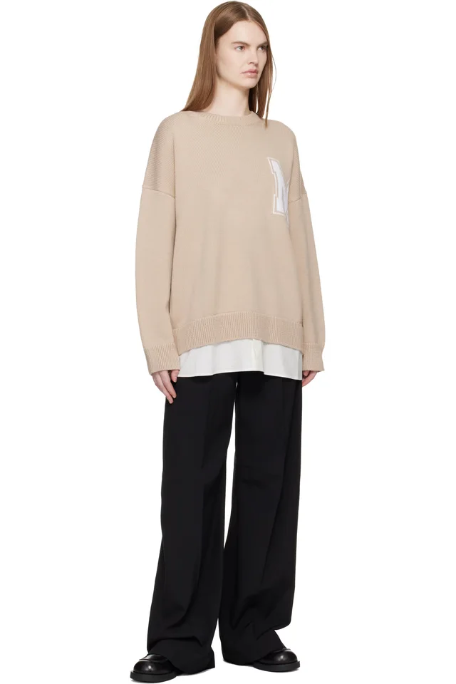 MM6 Maison Margiela Pink 'Two in One' Varsity Knit Sweater, photo 4 of 4 from SSENSE