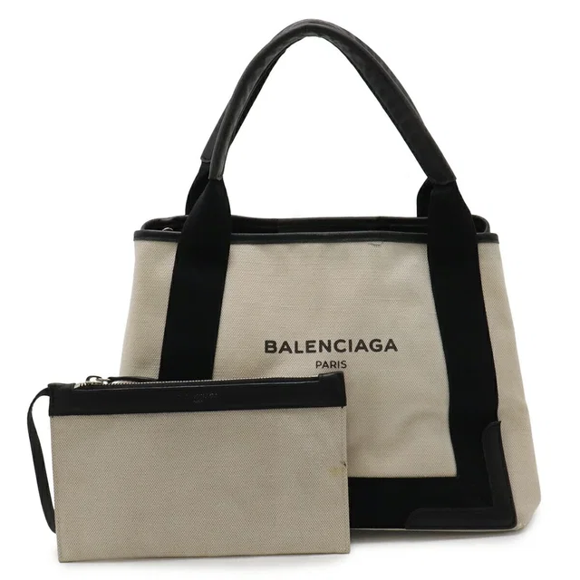 Balenciaga Navy Cabas Canvas Leather Tote Bag in Navy Canvas from LuxUness
