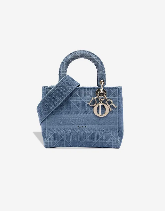 Dior Lady D-Lite Medium Canvas Blue in Blue Canvas from SACLÀB