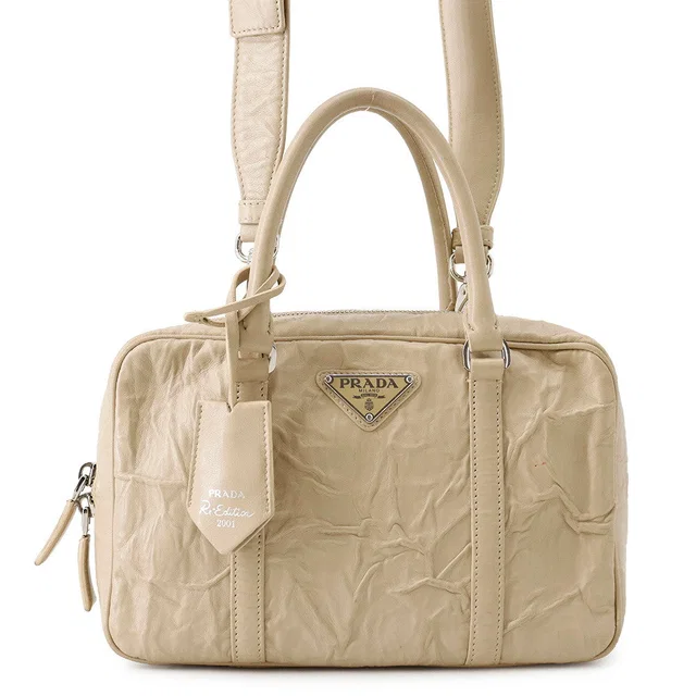 Prada 2way Shoulder Bag Beige1BB092 Leather in Leather from GALLERY RARE