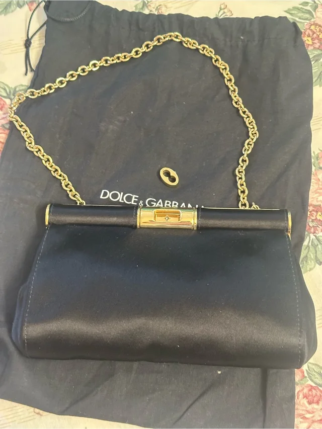 Dolce & Gabbana Black Marlene Satin Evening Bag in gold|black Satin from Poshmark