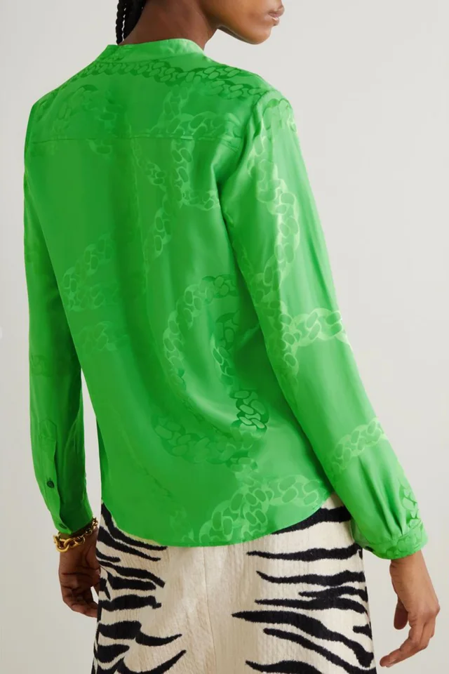 Stella McCartney Satin-Jacquard Shirt in Green, photo 4 of 5 from THE OUTNET