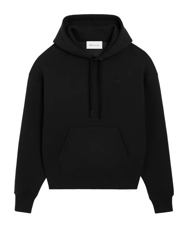 Black cotton hoodie with embossed Ami de Coeur