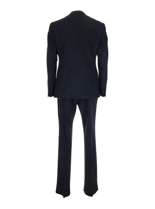 Emporio armani Blue Single-breasted Slim Suit with Notched Revers in Wool for Men in Blue 100% Virgin Wool, photo 3 of 3 from Gaudenzi Boutique