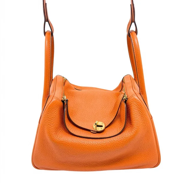 Hermès Lindy 30 Shoulder Bag Taurillon Clemence Orange in Orange Clemence leather from The Reluxe