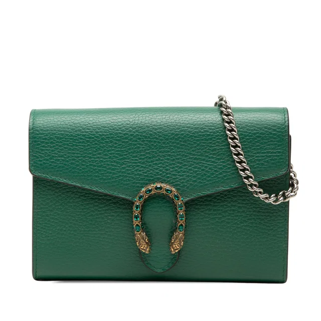 Green Gucci Calfskin Dionysus Wallet on Chain Crossbody Bag in Green Calfskin from Designer Revival