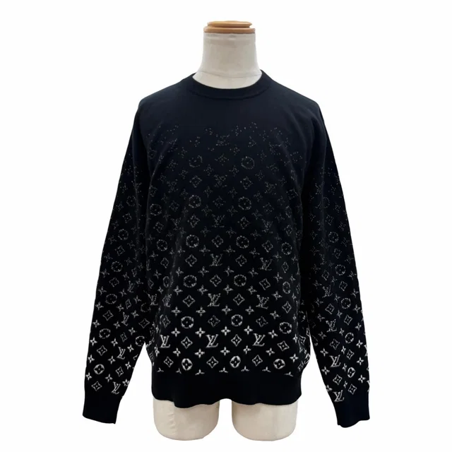 Louis Vuitton Monogram Gradient 100% Cotton Logo Plate Crew Neck Pullover Knit from The Reluxe