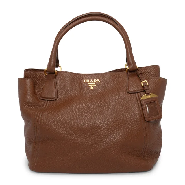Prada Vitello Daino Side Pocket Tote in Brown from Blue Spinach