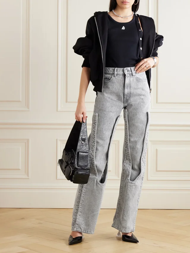 Y/PROJECT Snap Off Chap convertible high-rise organic straight-leg jeans in Grey, photo 2 of 2 from NET-A-PORTER (Canada)