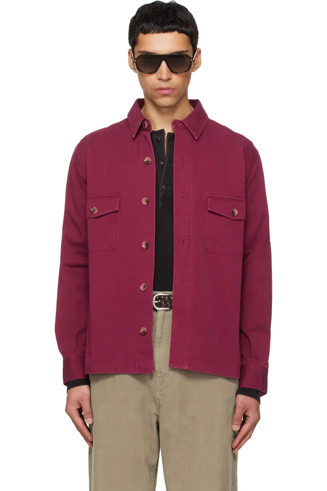 TONYWACK Red Washed Cotton Twill Overshirt, image 1 of 1 from SSENSE