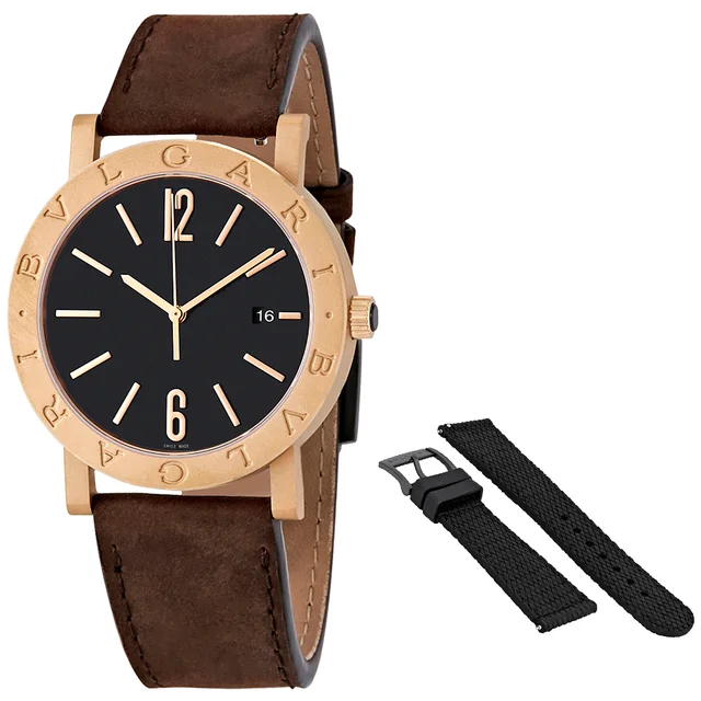 Bvlgari Bvlgari Solotempo Automatic Black Dial Mens Watch 102977 in gold|black|brown|red Leather from Jomashop.com, photo 1 of 1