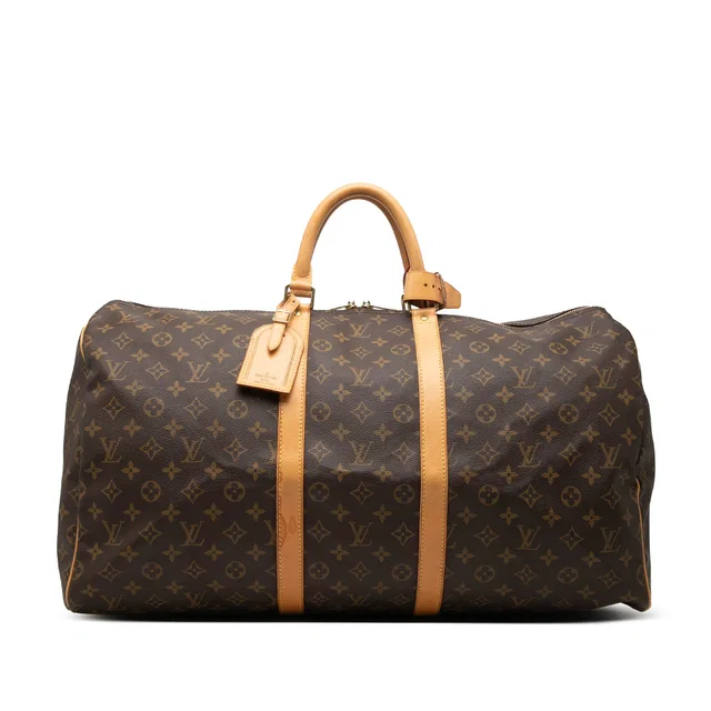 Brown Louis Vuitton Monogram Keepall 55 Travel Bag in Brown Coated canvas from Designer Revival