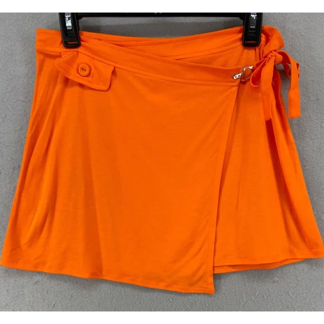 Skirt Womens Sz 1 Xs Orange Wrap Mini Knit Dior Buckle Side Tie in orange from Poshmark