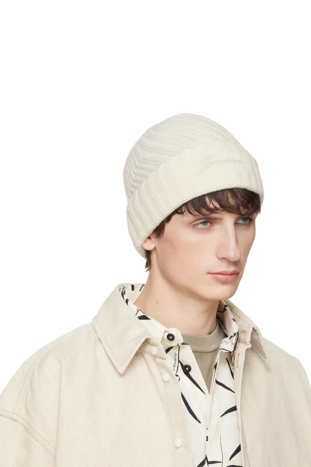 JACQUEMUS Off-White 'The Tourni' Beanie, photo 2 of 3 from SSENSE