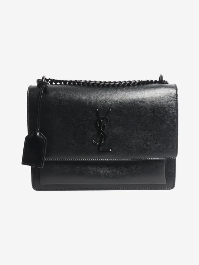 Saint Laurent Black medium Sunset bag in Black Leather from Sign of the Times