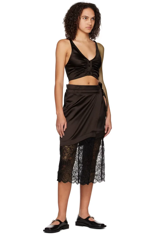 GANNI Brown Criss-Cross Camisole, photo 4 of 4 from SSENSE