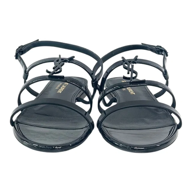 Saint Laurent Cassandra Black Sandals Size 37.5 in Black from Luxury Promise