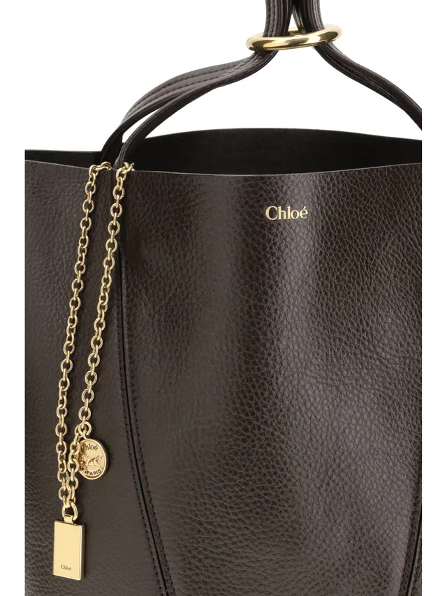 Chloé Spin Shoulder Bag — Brown Calf Leather Bos Taurus in Brown Calfskin from HEWI