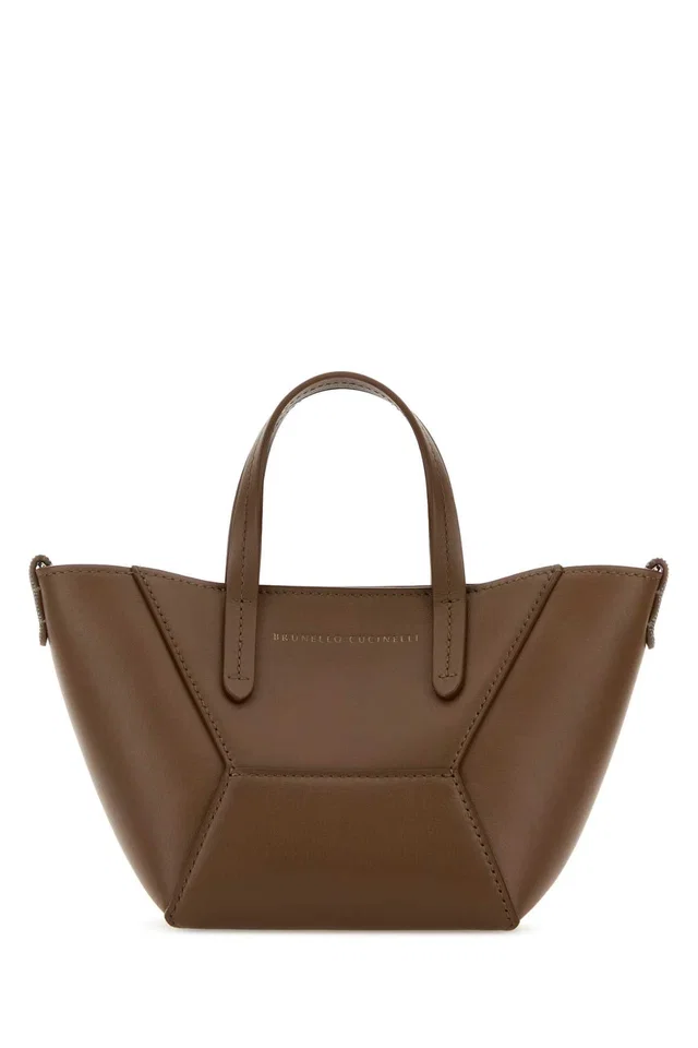 Brunello Cucinelli Leather Tote Bag — Brown in Brown Leather from HEWI