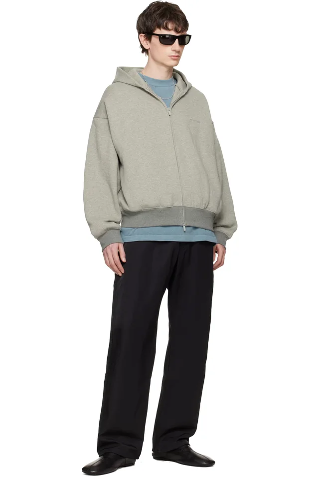 Fear of God ESSENTIALS Gray Signature Classic Full Zip Hoodie, photo 4 of 4 from SSENSE