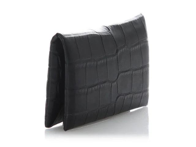 Hermès Black Matte Alligator Calvi Card Holder in Black Crocodile from Ann's Fabulous Finds, photo 4 of 8