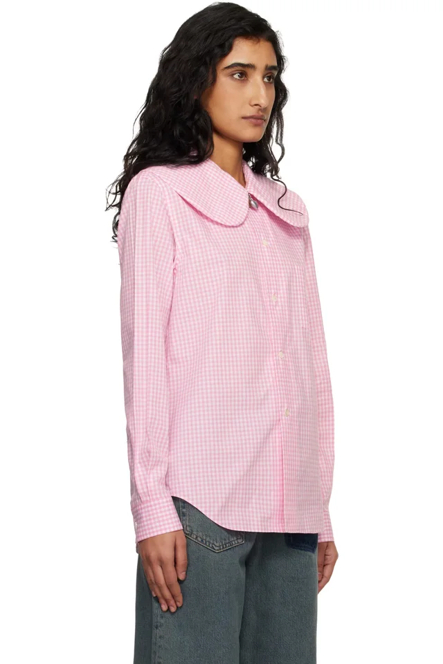 Comme des Garçons Girl Pink & White Cotton Poplin Gingham Check Shirt, photo 2 of 4 from SSENSE