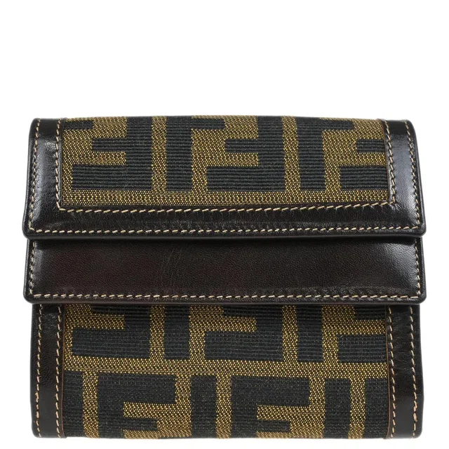 Fendi 2007 Brown Zucca Wallet Purse in Brown Canvas from AMORE Vintage Tokyo
