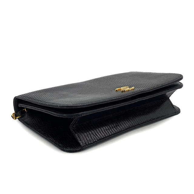 Chanel Vintage Full Flap Chain Shuolder Bag Black Lizard Gold Hardware in Black Lizard from Luxury Promise, photo 2 of 2