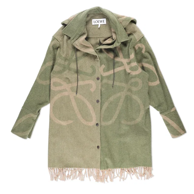 Loewe Anagram Blanket Hooded Overshirt/Jacket in Woven leather from HEWI
