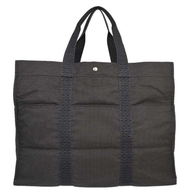 Hermès Gray Canvas Herline Tote TGM Handbag in Grey Canvas from AMORE Vintage Tokyo