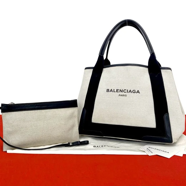 Balenciaga Navy Cabas Leather Handbag in Navy Leather from LuxUness
