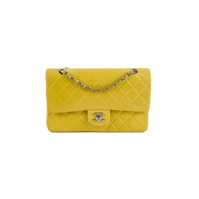 Chanel Classic Flap M/L Yellow Lambskin Bag in Yellow Lambskin from The Purse Affair