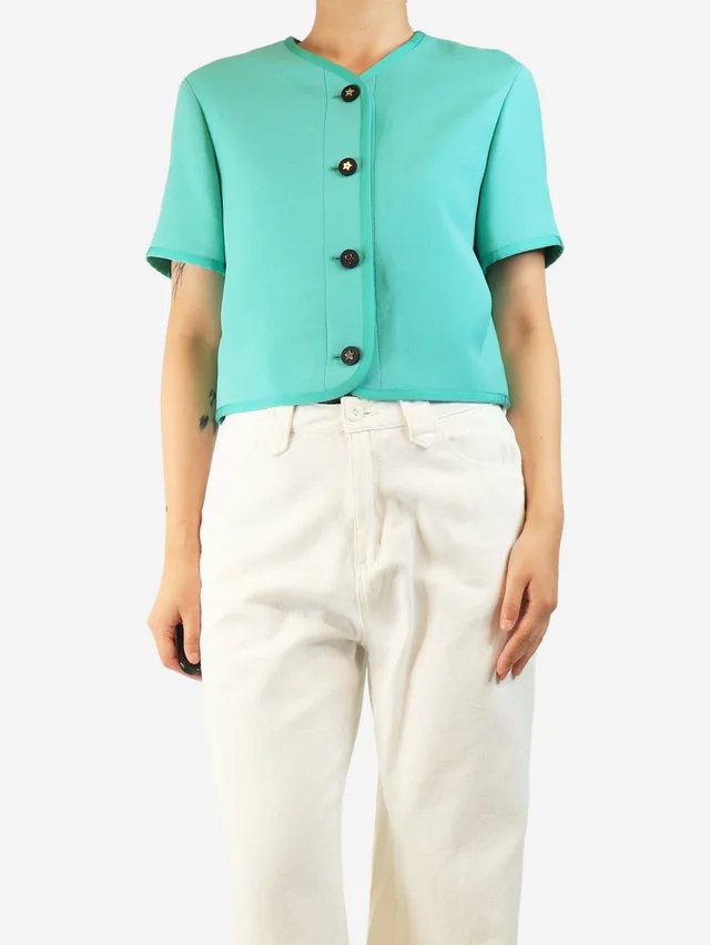 Dior Green cropped wool-blend jacket - size UK 10 in Green Wool from Sign of the Times