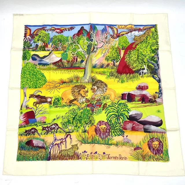 Hermès Carre 90 Nuba Mountain Scarf 100% Silk White in White Silk from The Reluxe