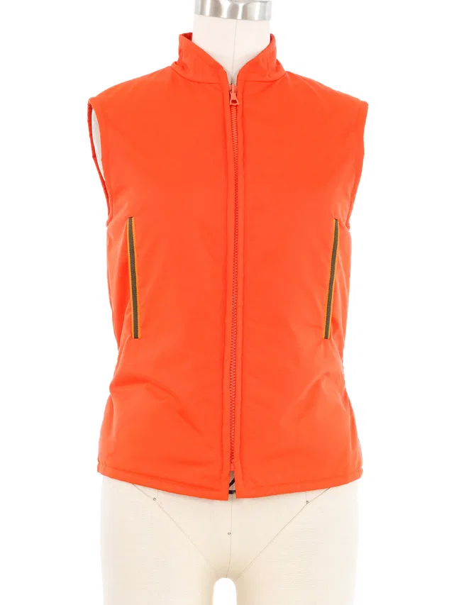 Miu Miu 1999 Miu Orange Sport Tech Vest in Orange Nylon from Arcade Vintage
