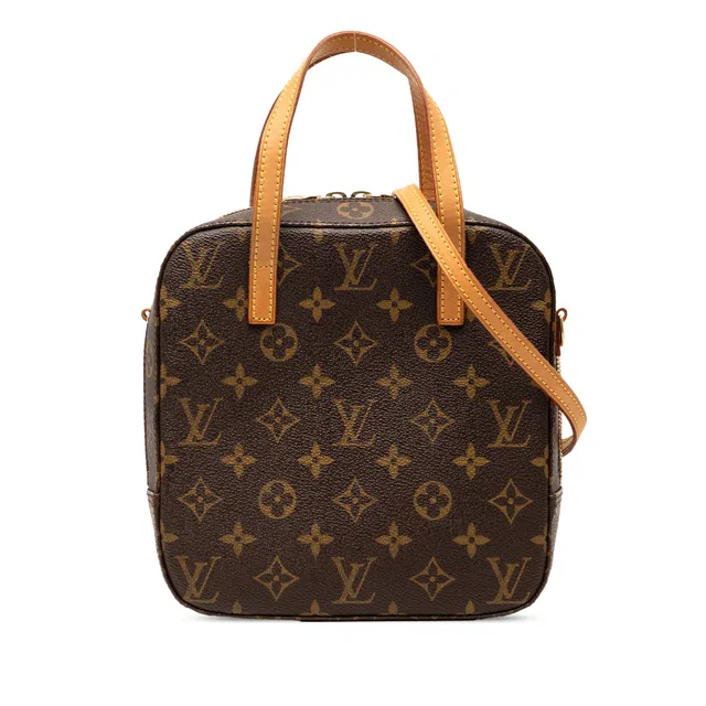 Brown Louis Vuitton Monogram Spontini Satchel in Brown Coated canvas from Designer Revival