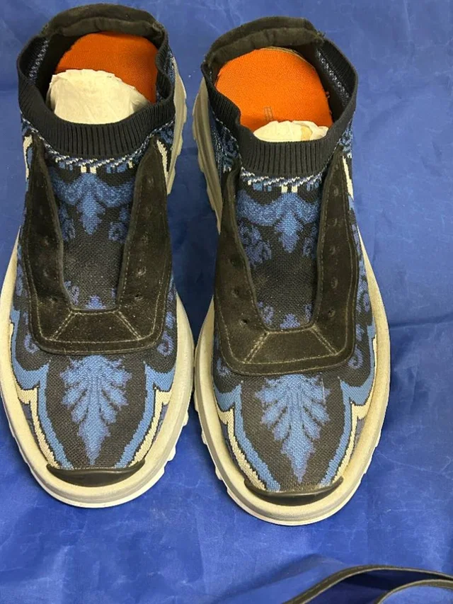 Etro designer trainer - blue and black approx. size 7.5 in Blue Suede from Oxfam Online Shop