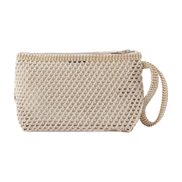 Burberry Open-Weave Cotton Mesh Pouch — White in White from HEWI