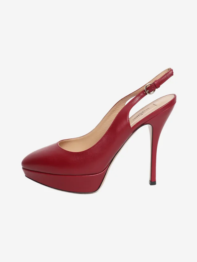 Valentino Garavani Red leather slingback pumps - size EU 39 in Red Leather from Sign of the Times