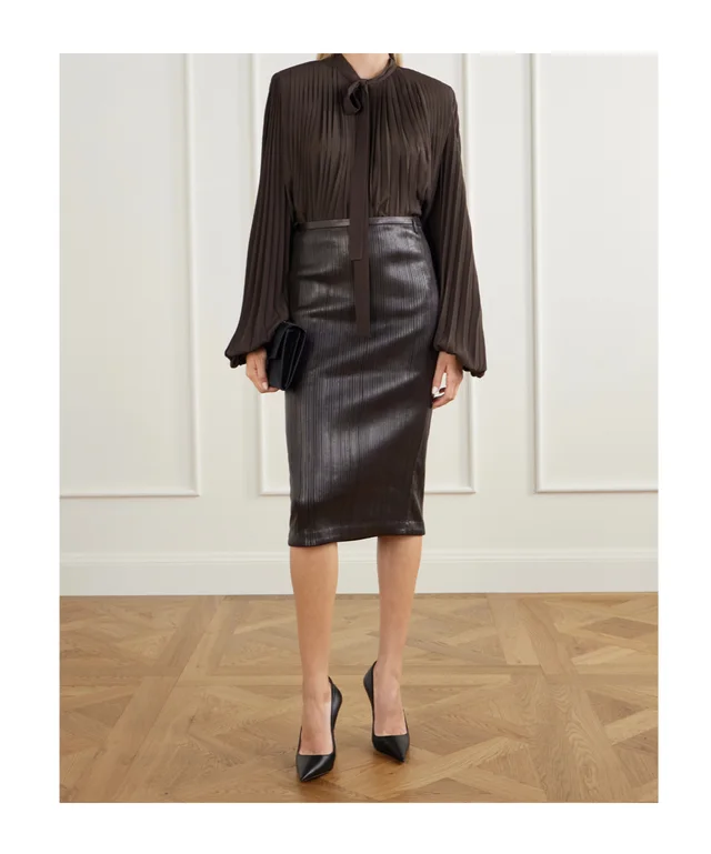 Tom Ford Pleated Pussy-Bow Buttoned Shirt, photo 8 of 8 from SENSER