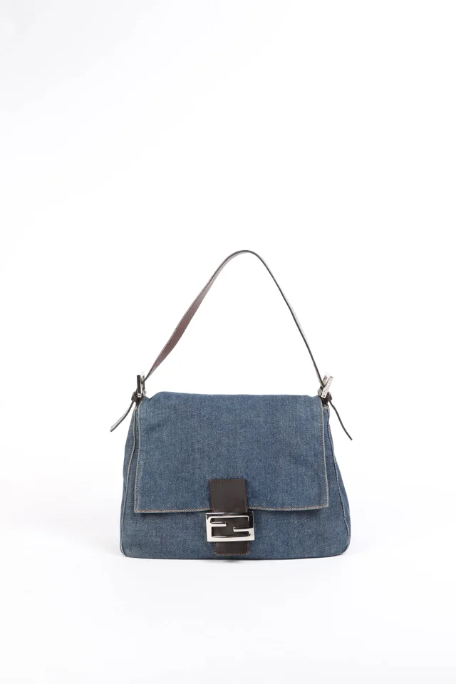 Fendi Vintage Denim Mamma Baguette Shoulder Bag from Break Archive