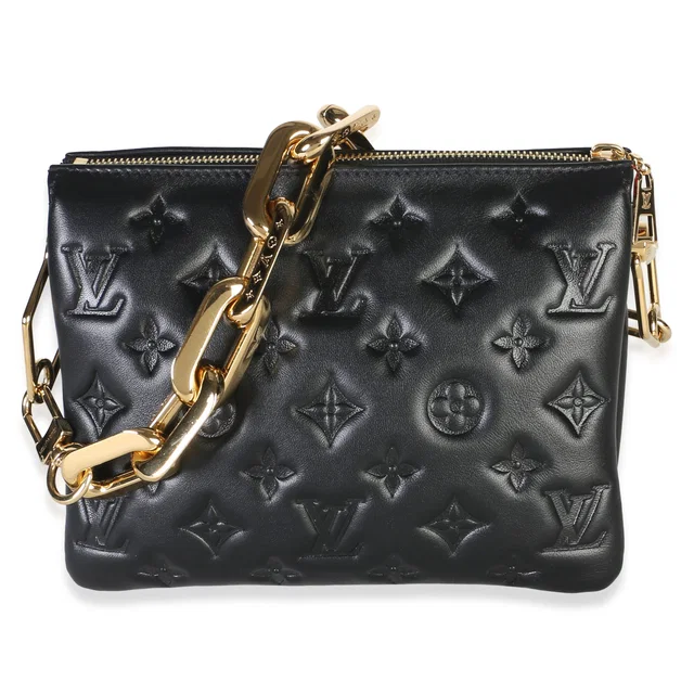 Louis Vuitton Black Monogram Embossed Lambskin Coussin BB in Black Lambskin from myGemma
