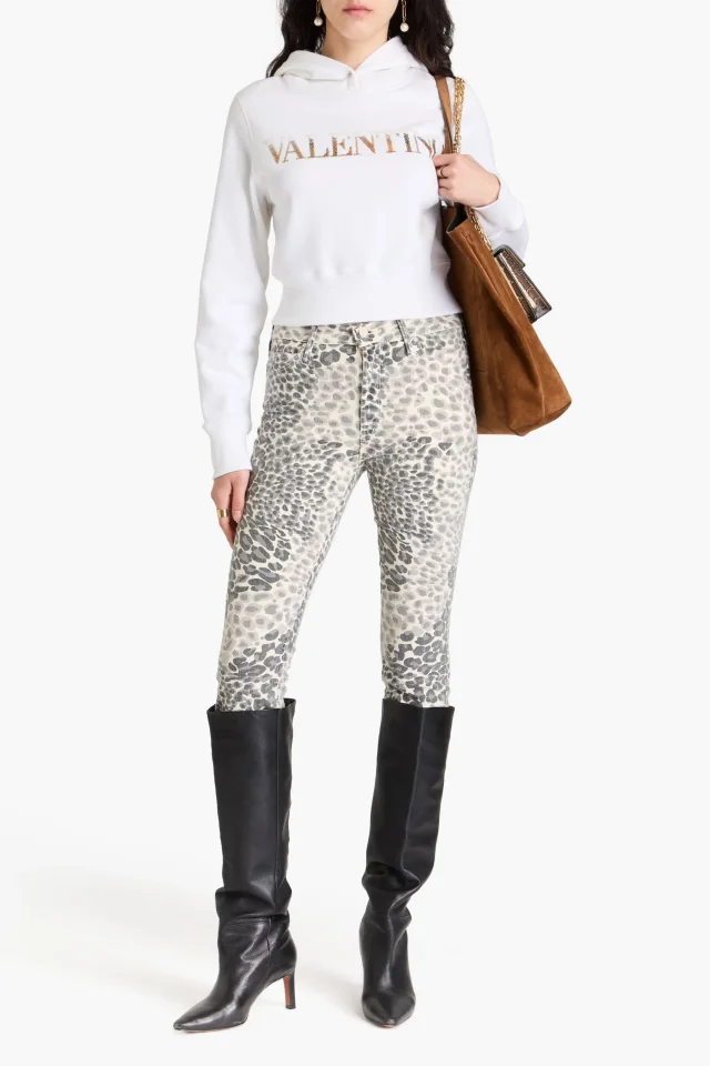 Valentino Garavani Sequin-Embellished French Cotton-Blend Terry Hoodie in White, photo 2 of 4 from THE OUTNET